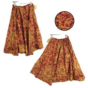 Women's Handkerchief Hem Skirt Mustard ‎ Boho Hippie Guatemalan Festival Size L